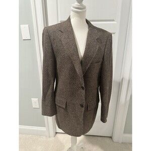 Rare VTG 1960-80’s PSC Brown Wool Houndstooth Blazer Size L Made in Philadelphia